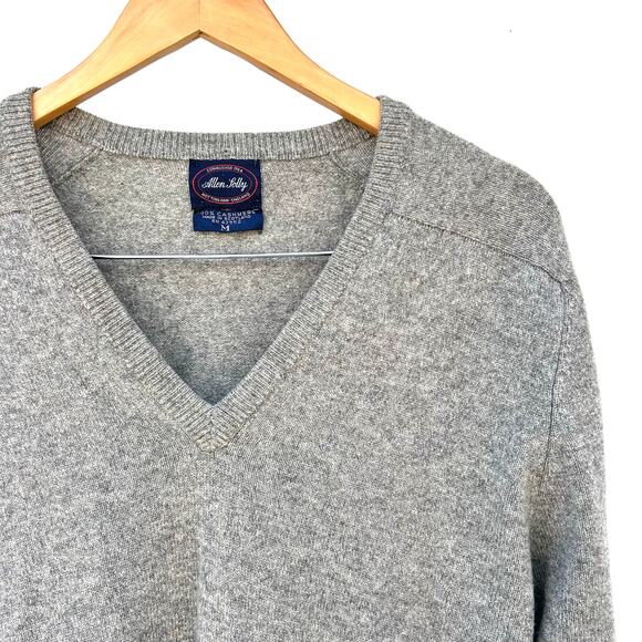 Vintage Men’s Allen Solly Cashmere V-Neck Sweater Grey Gray Medium Scottish - Picture 4 of 8
